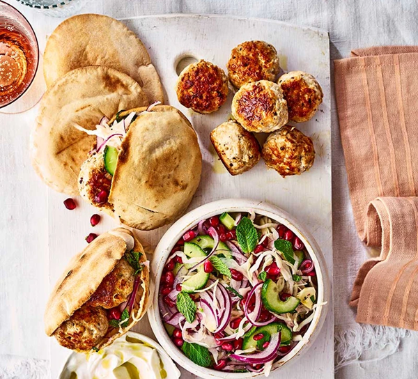 Sumac turkey-stuffed pittas