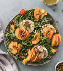 Summer abundance peach, mint, and arugula salad