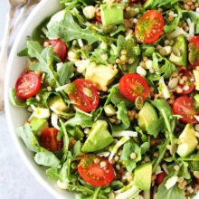 Summer arugula salad with basil vinaigrette