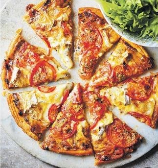 Summer baked Camembert, tapenade & tomato tart