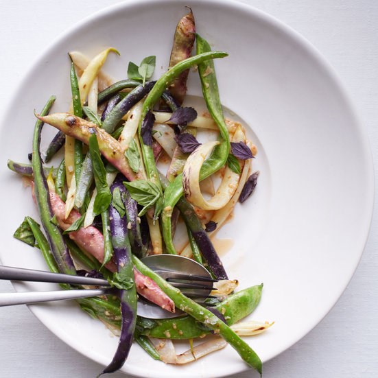Summer bean salad with roasted garlic vinaigrette