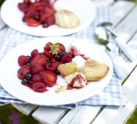 Summer berries with sweet wine cream