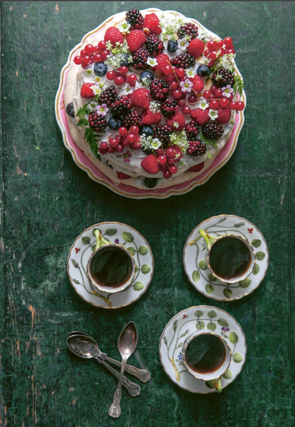 Summer berry cloud cake