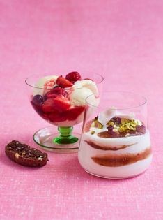 Summer berry compote on vanilla ice cream
