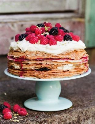 Summer berry pancake cake