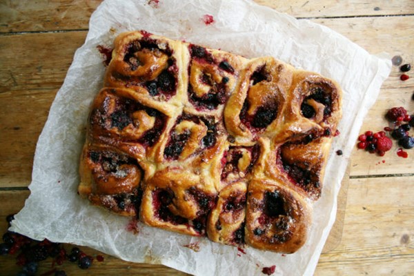 Summer berry swirl breakfast buns