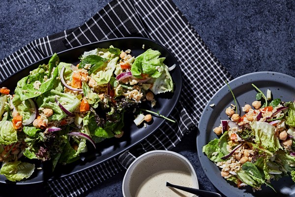 Summer brown rice salad with vegetables