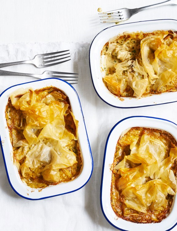 Summer chicken filo pies