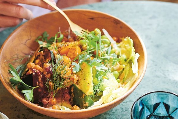 Summer chopped salad with citrus sesame dressing