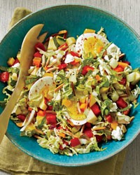 Summer chopped salad with quick-pickled vegetables