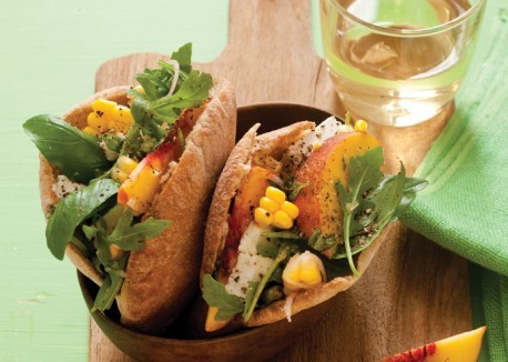 Summer corn and peach pitas