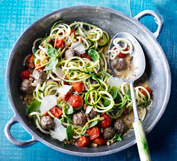 Summer courgetti & meatballs