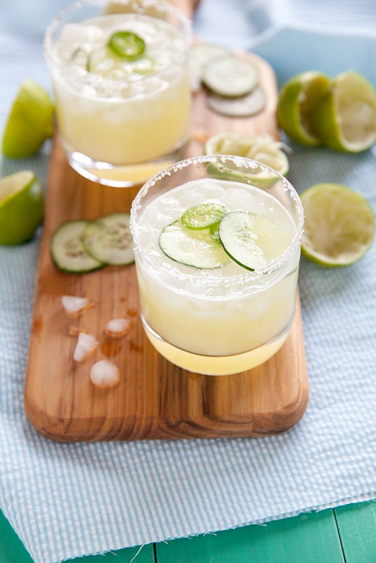 Summer cucumber jalapeño margaritas