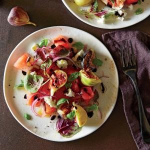 Summer fig and watermelon salad with feta