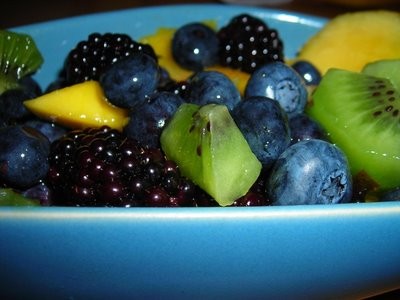 Summer fruit salad with ginger lime syrup