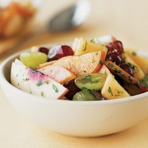 Summer fruit with lime-mint sugar