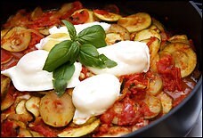 Summer garden poached eggs