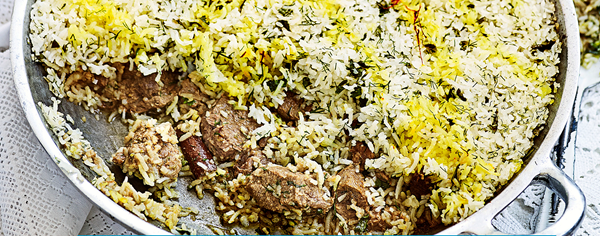 Summer lamb and dill biryani
