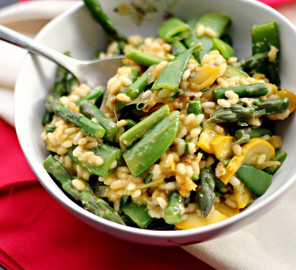 Summer lemon-vegetable risotto