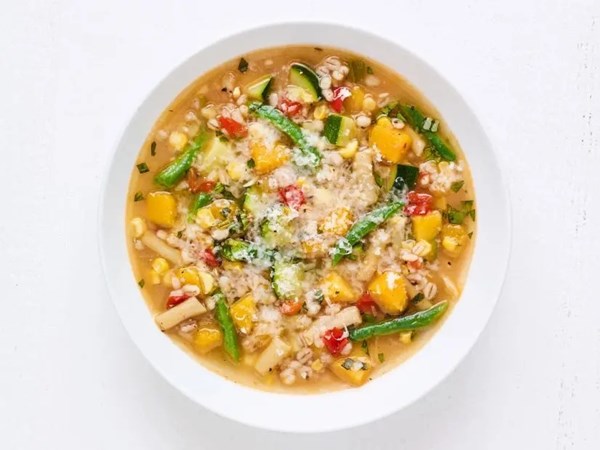 Summer minestrone with corn and zucchini