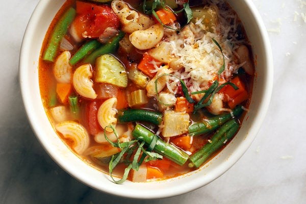 Summer minestrone with fresh basil