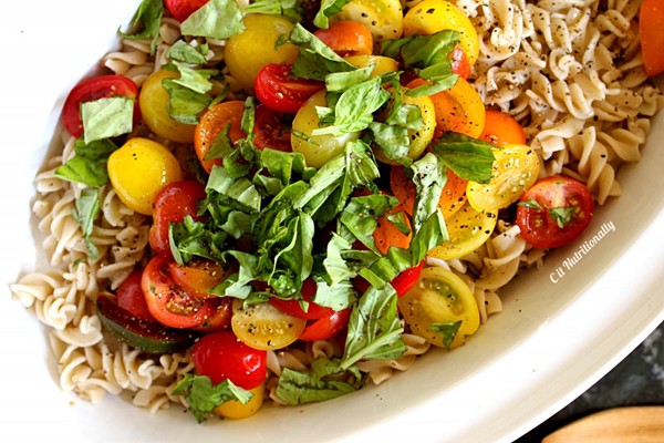 Summer pasta with sungold tomatoes