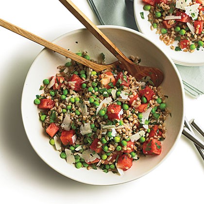 Summer pea, watermelon, and farro salad