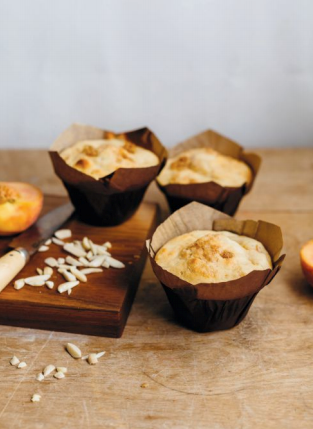 Summer peach and almond muffins
