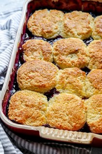 Summer peach and blueberry cobbler