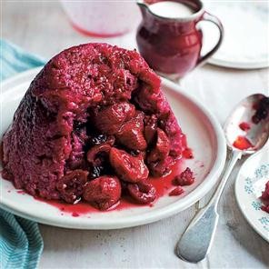 Summer pudding with grappa-macerated strawberries