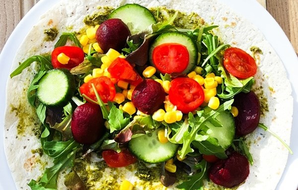 Summer salad & baby beet lunch wrap