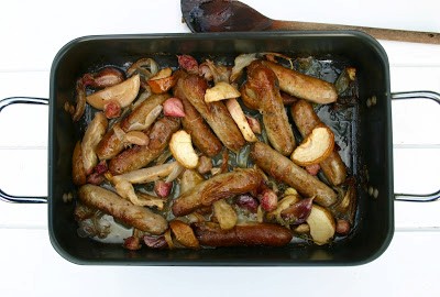 Summer sausage stew with cider and radishes