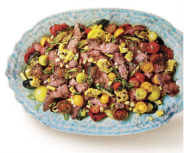 Summer skirt steak and grilled vegetable salad