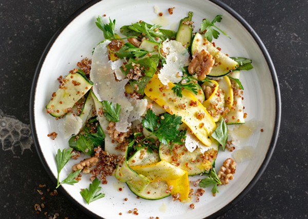 Summer squash and red quinoa salad with walnuts