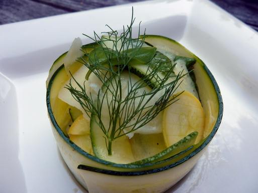 Summer squash carpaccio with fennel, basil, mint and shaved pecorino