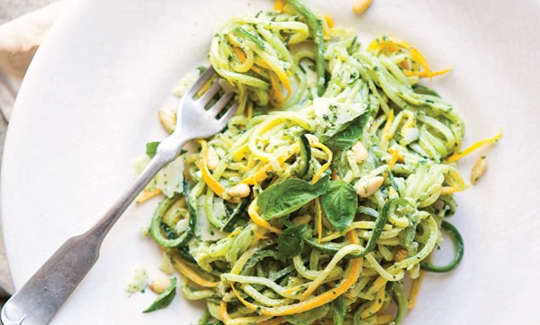 Summer squash pasta with green goddess dressing