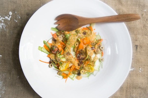 Summer squash puttanesca