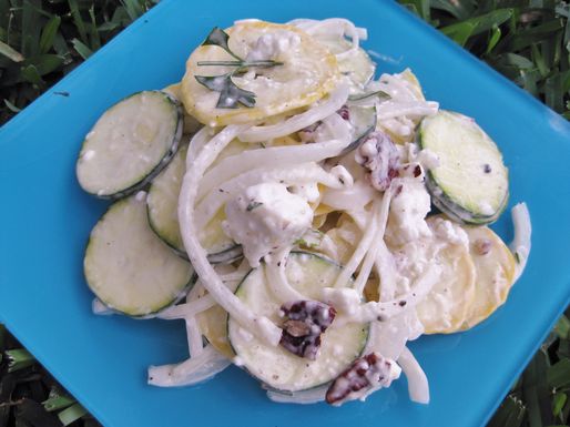 Summer squash salad with mustard mint aioli