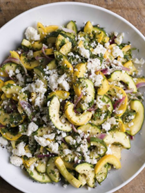 Summer squash salad with red onion and queso fresco