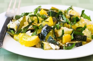 Summer squash with feta and basil