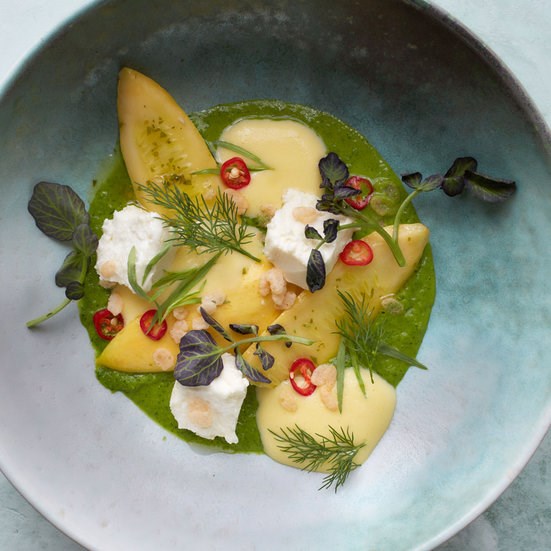 Summer squash with lemon curd and citron vinaigrette