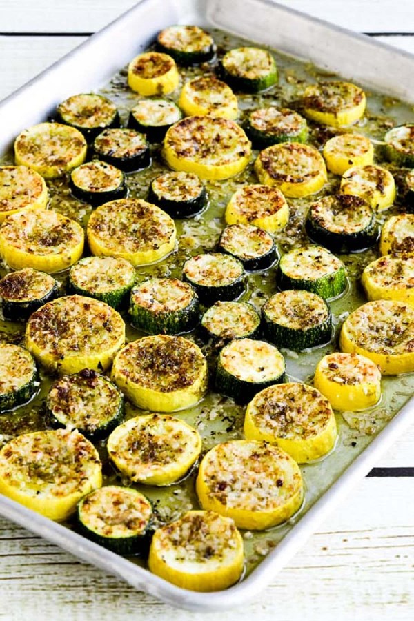 Summer squash with pesto and Parmesan