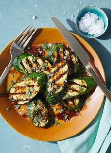 Summer squash with pomegranate glaze