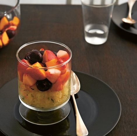 Summer stone fruit with pineapple granita