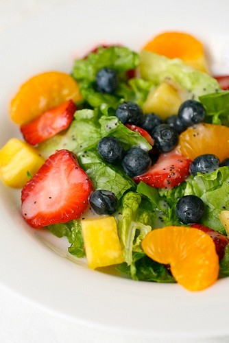 Summer strawberry salad with poppy seed vinaigrette