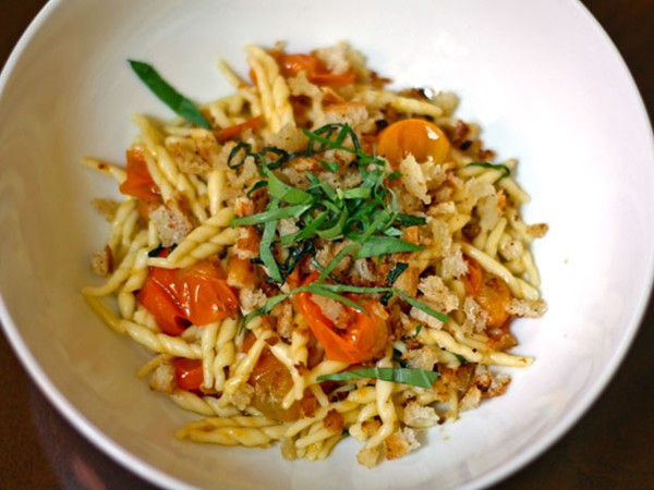 Summer sun gold tomato pasta with bread crumbs