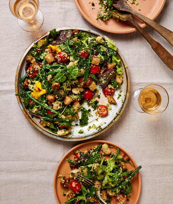 Summer veg, bulgur and pesto salad