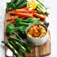Summer veg with paprika chick pea mash