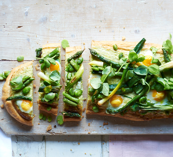 Summer vegetable & quail's egg tart