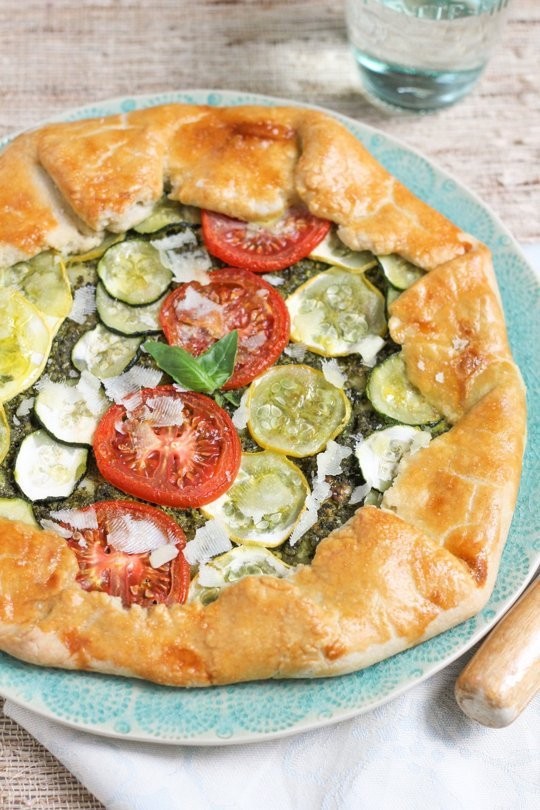 Summer vegetable galette with pesto